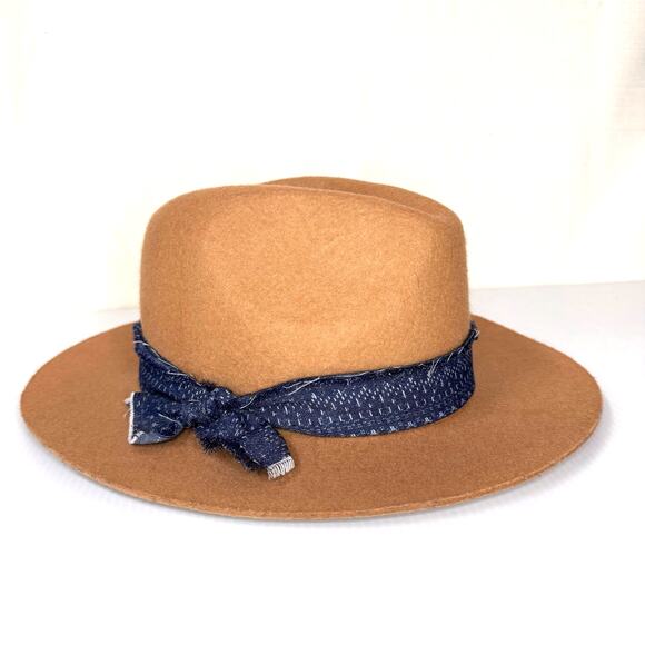 FREE PEOPLE Wool Fedora Hat Women's Boho Casual Hippie Festival Neutral Coastal - Picture 2 of 11